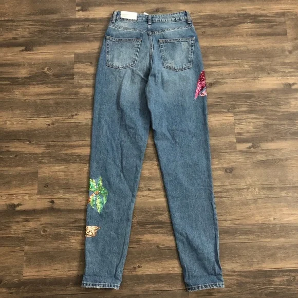TOPSHOP Sequin “High Waisted/Mom/Tall” Jeans! 26 - Picture 3 of 7